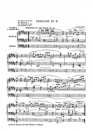 Scriabin - 3 Pieces, Op. 2 - Prelude in B major (No. 2) For Organ (Hull) - Score