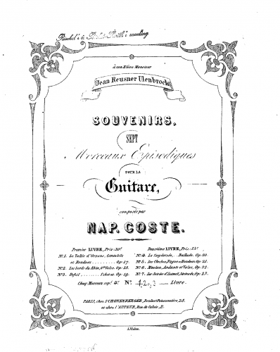 Coste - Souvenirs, Opp.17-23 - Score