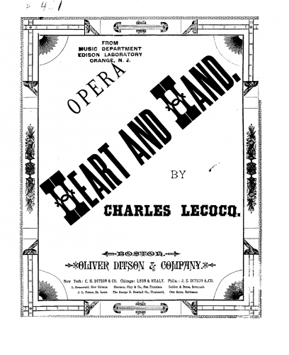 Lecocq - Le Cœur et la Main - Vocal Score