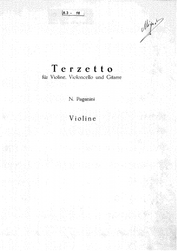 Paganini - Terzetto for Violin, Cello and Guitar