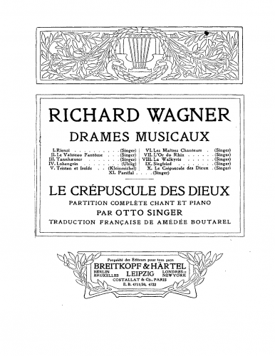 Wagner - Götterdämmerung, WWV86D - Vocal Score - French/German Vocal Score