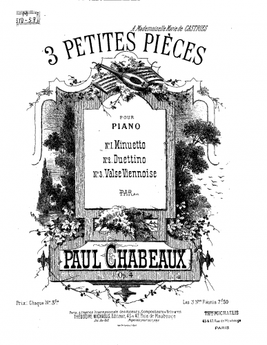 Chabeaux - 3 Petites pièces - Piano Score - Score