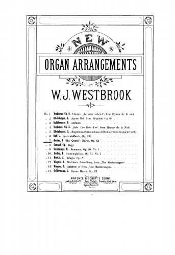 Ascher - Marche de la reine - For Organ solo (Westbrook) - Score