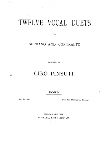 Pinsuti - 12 Vocal Duets for Soprano and Contralto - Book I (Nos.1-6)