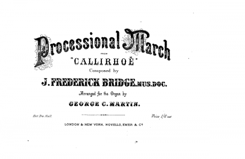 Bridge - Callirhoë - Processional March For Organ solo (Martin) - Score