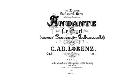 Lorenz - Andante für Orgel - Score