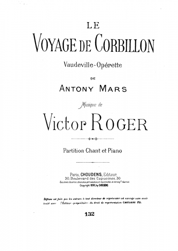 Roger - Le voyage de Corbillon - Vocal Score - Score