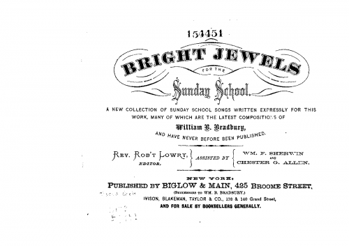 Bradbury - Bright Jewels for the Sunday School - Score