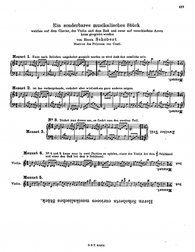 Schobert - 5 Curious menuets - Score