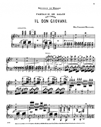 Wallace - Fantasie de salon sur l'opera Il Don Giovani - Piano Score - Score