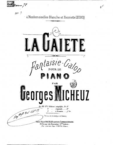 Micheuz - La gaieté - For Piano 4 hands - Score