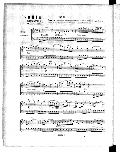 Somis - Violin Sonatas, Op. 1 - Scores - Adagio; Allegro