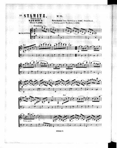 Stamitz - Violin Sonatas, Op. 6 - Arrangements and transcriptions Sonata in C major (No. 2) For violin and piano (Deldevez) - Minuetto