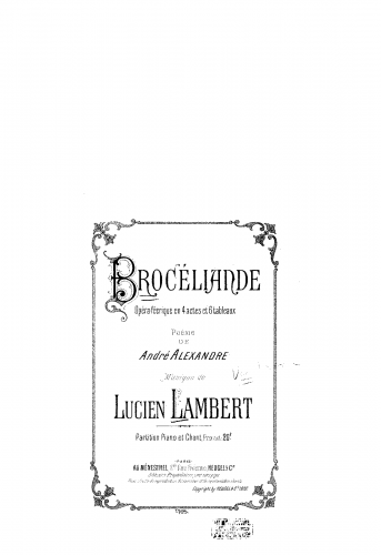 Lambert - Brocéliande - Vocal Score - Score