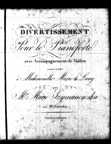 Szymanowska - Divertissement pour le pianoforte avec accompagnement de violon - Score