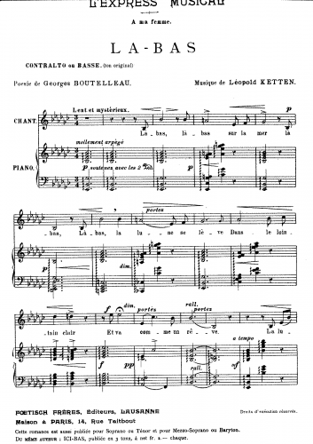 Ketten - Là-bas - Vocal Score - Score