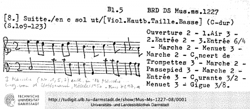 Anonymous - Ouverture-Suite in C major, ULB Mus. Ms. 1227-8 - Score