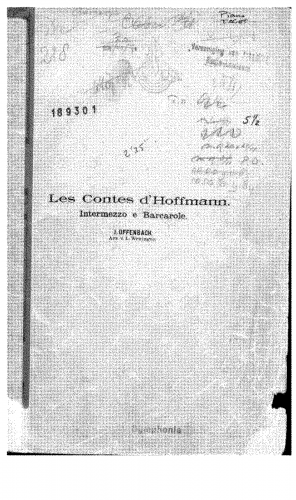 Offenbach - Les contes d'Hoffmann - Intermezzo and Barcarolle For Theatre Orchestra  (Weninger)