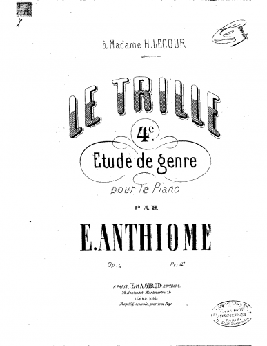 Anthiome - Le trille - Score