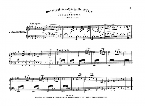 Strauss Sr. - Waldfräuleins Hochzeits-Tänze, Op. 160 - For Piano solo - Score