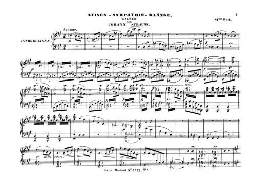 Strauss Jr. - Luisen-Sympathie-Klänge Walzer - For Piano solo - Score