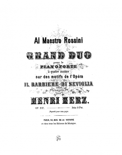 Herz - Grande Fantaisie sur Le Barbier de Séville, Op. 212 - Score