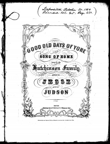 Hutchinson - The Good Old Days of Yore - Score