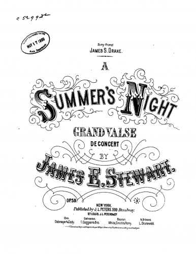 Stewart - A Summer's Night - Piano Score - Score