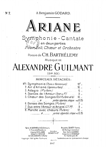 Guilmant - Ariane - Duo entre l'Amour et Ariane (No. 7) For Soprano, Tenor and Piano (Guilmant) - Score