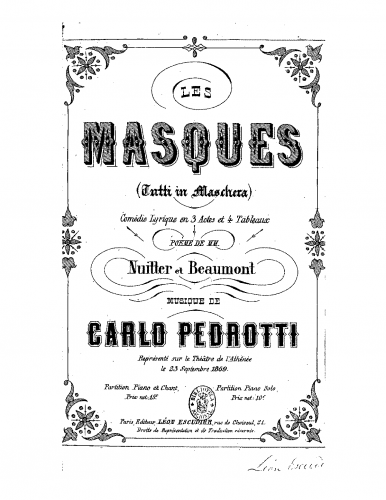 Pedrotti - Tutti in maschera - Vocal Score - Score