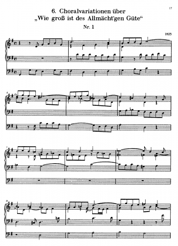 Mendelssohn - 3 Chorale variations for organ on Wie groß ist des Allmächt'gen Güte - Organ Scores - Score