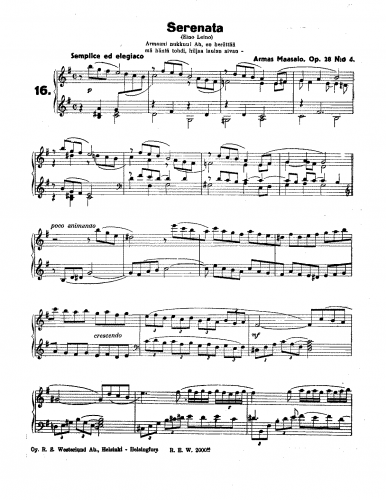 Maasalo - Serenata - Score