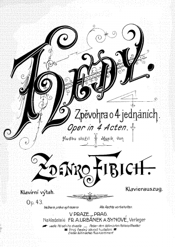 Fibich - Hedy - Vocal Score - Score