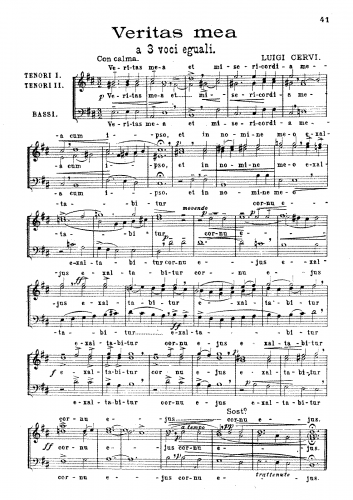 Cervi - Veritas mea in D - Vocal Score - Score