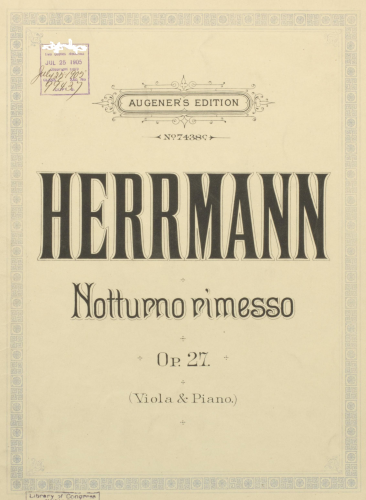 Herrmann - Notturno Rimesso, Op. 27 - piano score