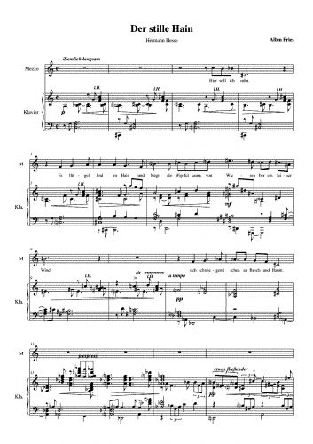 Fries - 3 Lieder nach Texten von Hermann Hesse, Op. 31 - 2. Der stille Hain  (version for Mezzo)