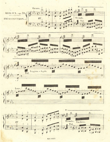 Méreaux - Variations brillantes, Op. 32 - Score
