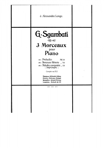 Sgambati - 3 Morceaux, Op. 42 - Score