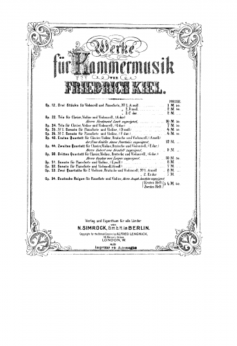 Kiel - 2 String Quartets - Quartet in A minor (Op. 53 No. 1)
