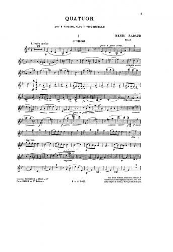 Rabaud - String Quartet, Op. 3
