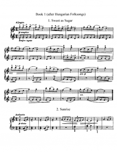 Bartók - For Children, Sz.42 - Piano Score Original version (1909) - Score