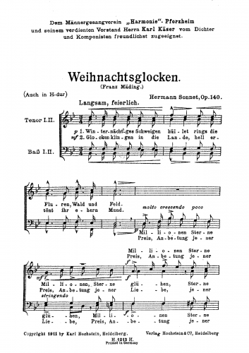 Sonnet - Weihnachtsglocken, Op. 140 - Score