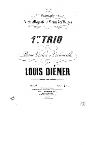 Diémer - Piano Trio No. 1, Op. 20