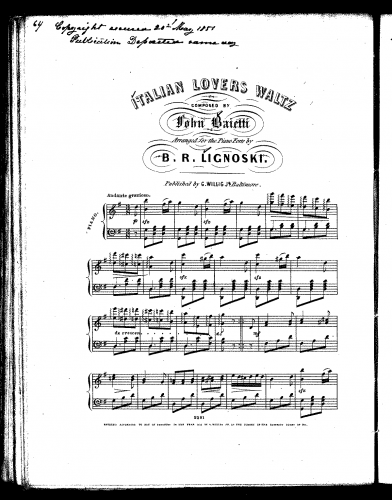 Baietti - Italian Lovers Waltz - Score