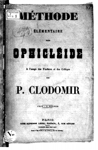 Clodomir - Méthode élémentaire pour ophicléide - Complete Book