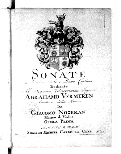 Nozeman - 6 Violin Sonatas, Op. 1 - Score