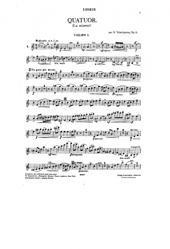 Tcherepnin - String Quartet No. 1