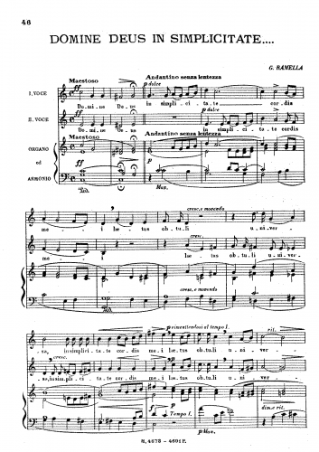 Ramella - Domine Deus, in simplicitate - Vocal Score