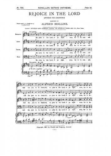 Hollins - Rejoice in the Lord - Score
