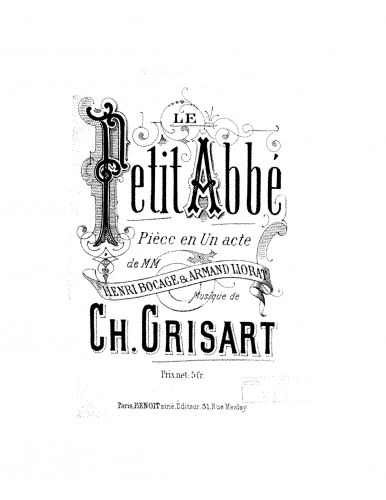 Grisart - Le petit abbé - Vocal Score - Score